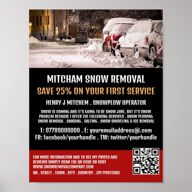 Affiche Scène de rue, Snow Removal Company Publicité (Devant)