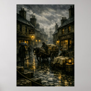 Affiche Scène de rue victorienne détrempée par BurnsInHell