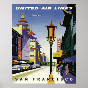 Affiche Scène de rue vintage de Chinatown, San Francisco