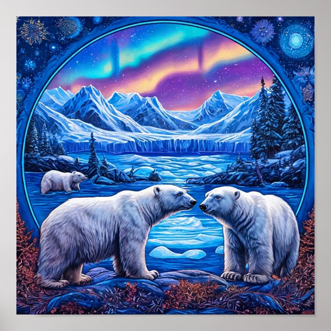 Affiche Scène de spectacle de glace des ours polaires (Devant)