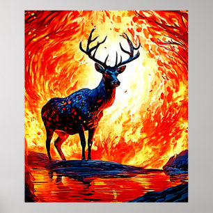 Affiche Scène de stade du cerf de feu - Crimson