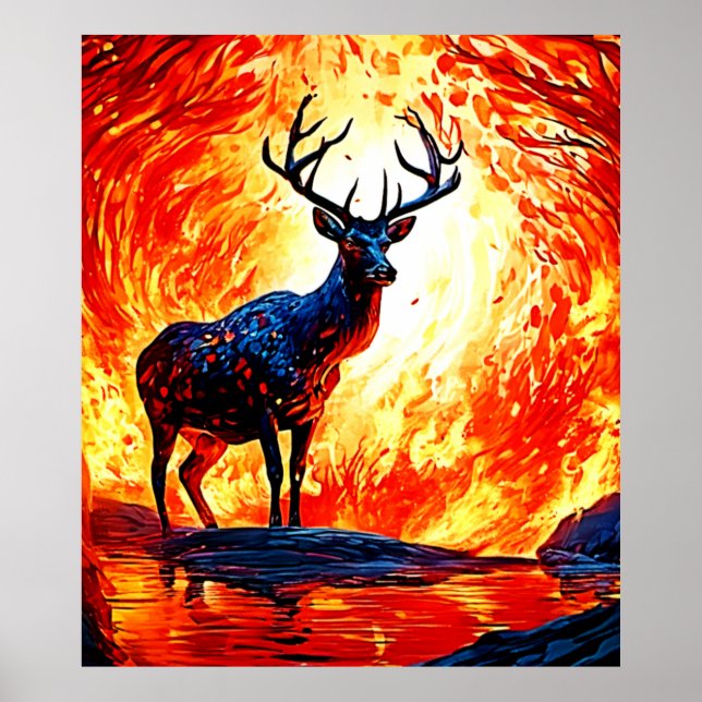 Affiche Scène de stade du cerf de feu - Crimson (Devant)