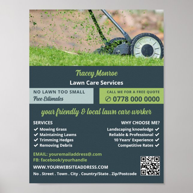 Affiche Scène de tonte de pelouse, Services d'entretien de (Devant)