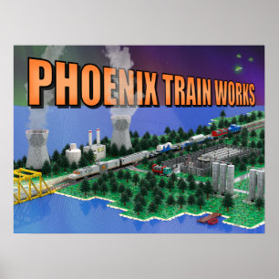 Affiche Scène de train et de centrale nucléaire PTW Atomic