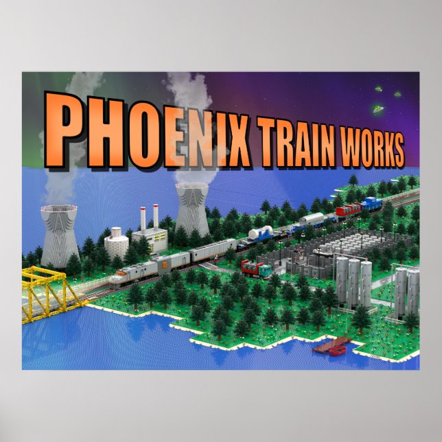 Affiche Scène de train et de centrale nucléaire PTW Atomic (Devant)