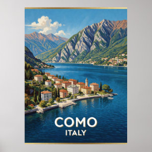 Affiche Scène de voyage du lac de Côme Italie 🏔️