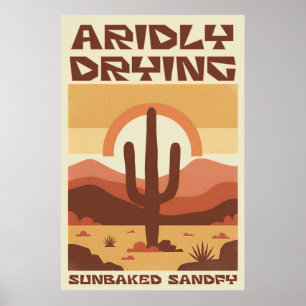 Affiche Scène désertique rétro avec cactus
