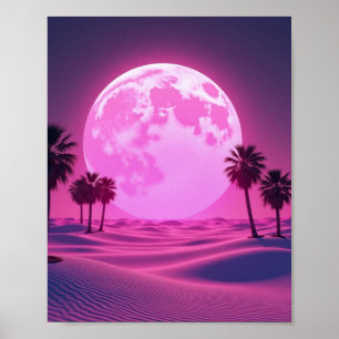 Affiche Scène désertique surréelle Vaporwave