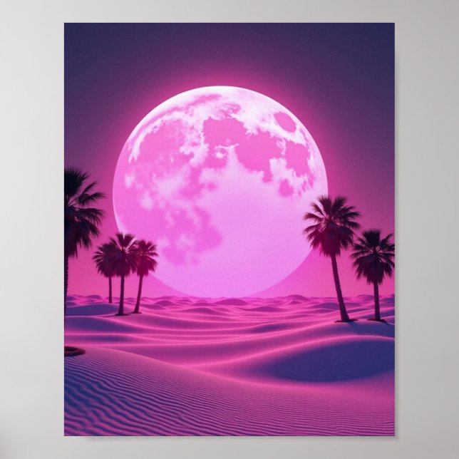 Affiche Scène désertique surréelle Vaporwave (Devant)