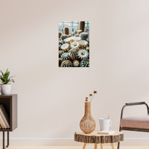 Affiche Scène désertique vibrante, grands cactus, silhouet