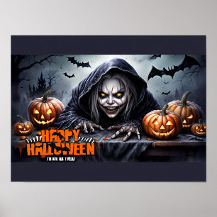 Affiche Scène d'Halloween de goule encapuchonnée effrayant