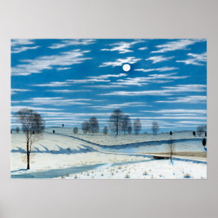 Affiche Scène d'hiver au clair de lune par Henry Farrer