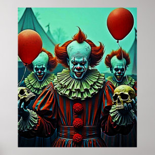 Affiche Scène d'horreur de clown déplaisant