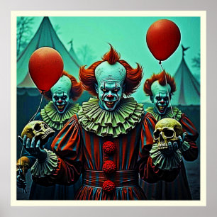 Affiche Scène d'horreur de clown déplaisant