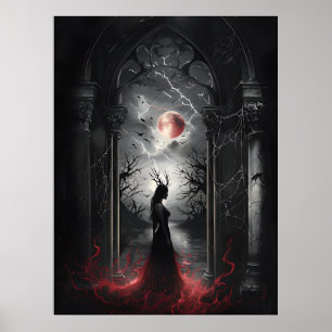 Affiche Scène d'Imaginaire gothique - Silhouette de lune r