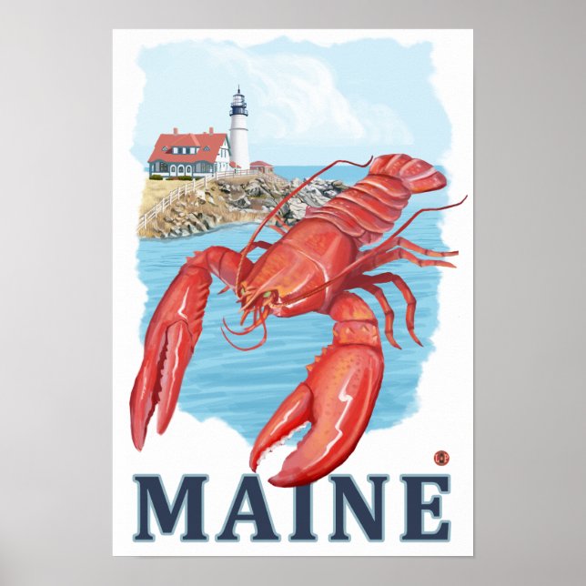 Affiche Scène du homard et du phare de Portland (Devant)