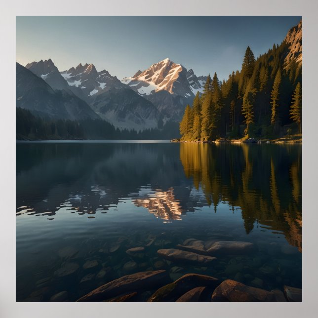 Affiche Scène du lever du soleil alpin (Devant)