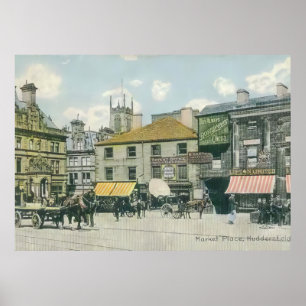 Affiche Scène du marché vintage - Marché Huddersfield