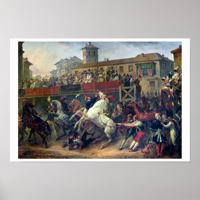 Affiche Scène d'une course à cheval non montée à Rome (Devant)