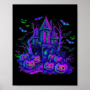 Affiche Scène effrayante d'Halloween vintage Citrouille ré