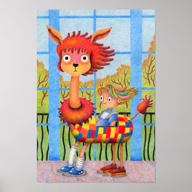 Affiche Scène étrange de cheval à cheval. (Devant)