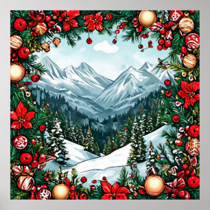Affiche Scène festive de pays des merveilles hivernal
