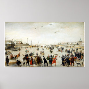 Affiche Scène hivernale Hendrick Avercamp sur un canal gel