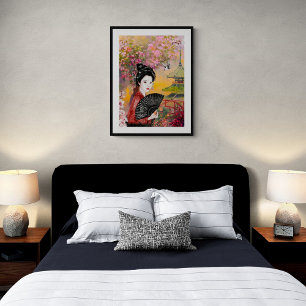Affiche Scène Japonaise Avec Une Femme