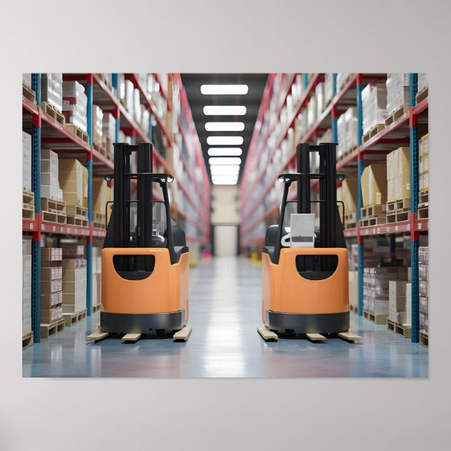 Affiche Scène logistique dynamique - Entrepôt de détail (Devant)