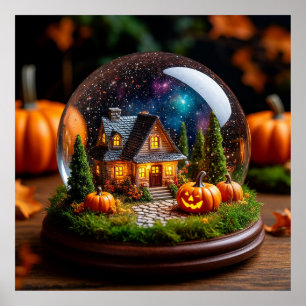 Affiche Scène miniature de cottage d'automne
