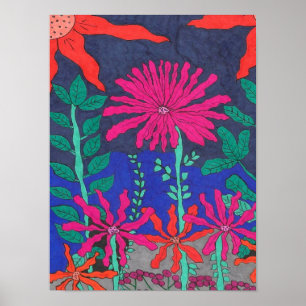 Affiche Scène nocturne du Jardin Flower