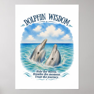 Affiche Scène océanique à l'aquarelle Sagesse du dauphin