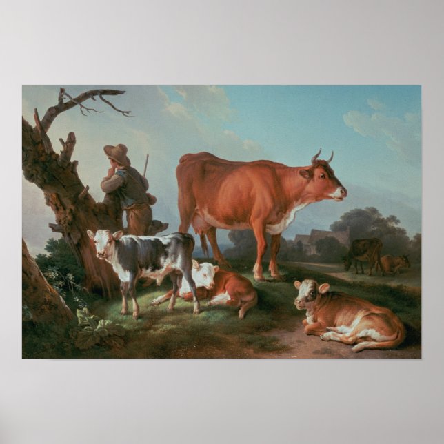 Affiche Scène pastorale à la vache (Devant)