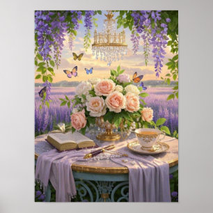 Affiche Scène rêvée et douce d'une somptueuse, Florale
