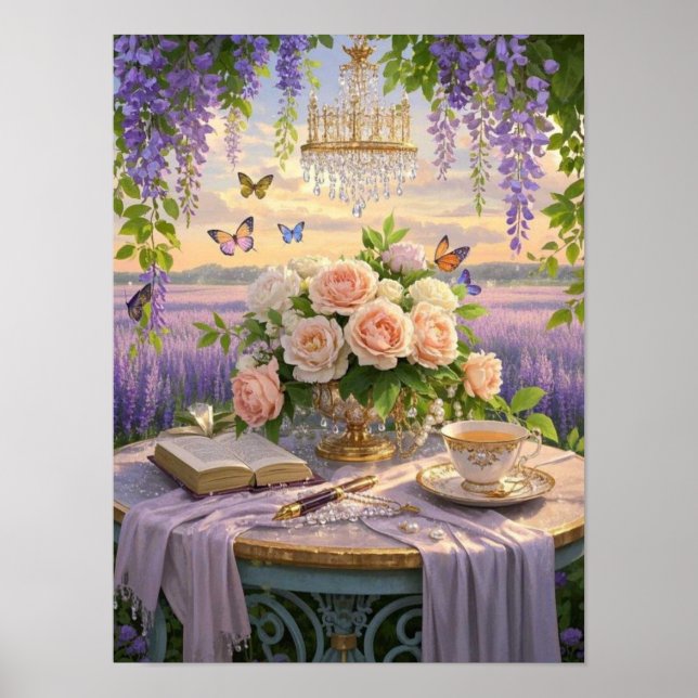 Affiche Scène rêvée et douce d'une somptueuse, Florale (Devant)
