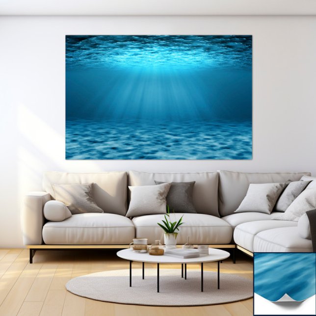 Affiche Scène sous-marine d'océan bleu avec rayons de sole (Créateur téléchargé)