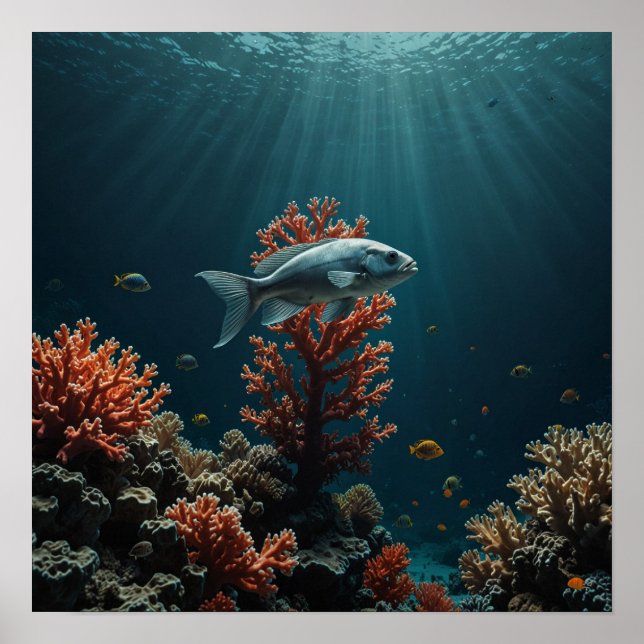 Affiche Scène sous-marine minimaliste (Devant)