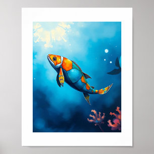 Affiche Scène sous-marine vibrante avec une couleur vive