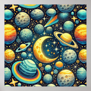 Affiche Scène spatiale fantaisiste