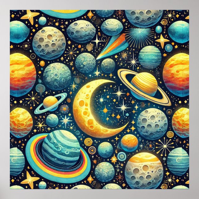 Affiche Scène spatiale fantaisiste (Devant)