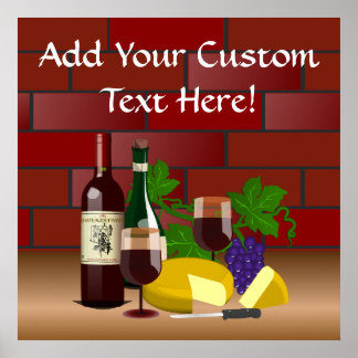 Affiche Scène table de fromage à vin