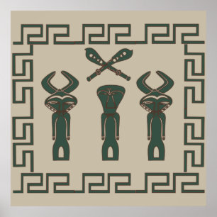 Affiche Scène tribale africaine Abstraite