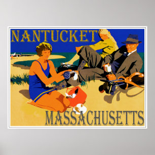 Affiche Scène vintage de plage de Nantucket