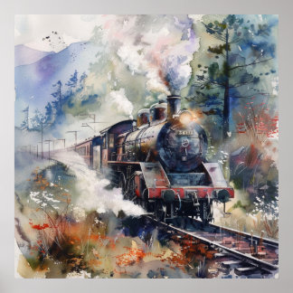 Affiche Scenic Landscape with Train