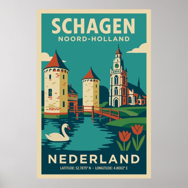Affiche Schagen, Noord Holland - Nederland Travel (Devant)
