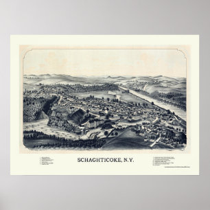 Affiche Schaghticoke, carte panoramique de NY - 1889