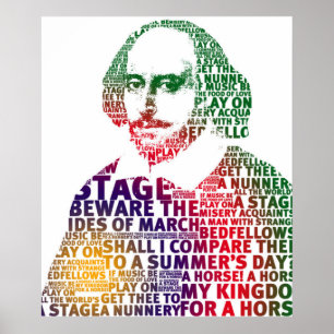 Affiche Schakespeare vert violet dégradé de texte