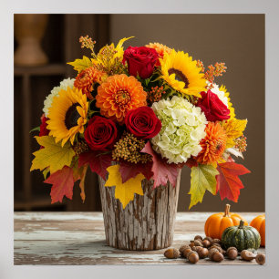 Affiche Schéma d'arrangement floral d'automne