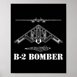 Affiche Schéma de l'avion bombardier B-2 militaire furtif