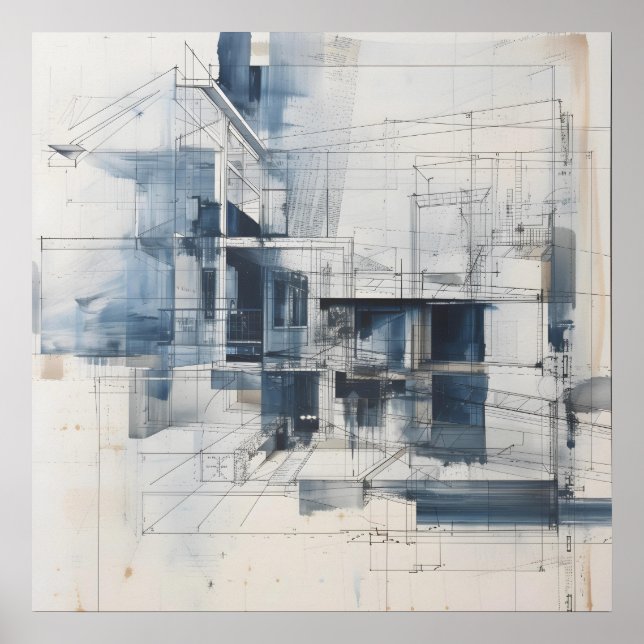 Affiche Schéma d'esquisse de la maison (Devant)